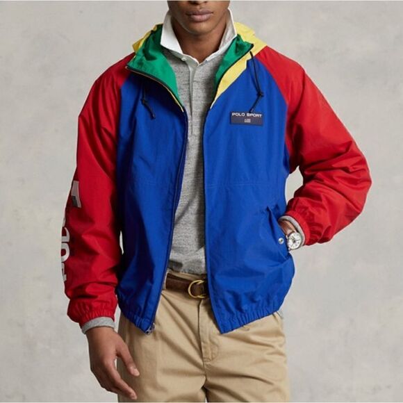 Polo Sport Ralph Lauren Color Block Windbreaker Jacket Men's Small S Blue Red US - Picture 1 of 17